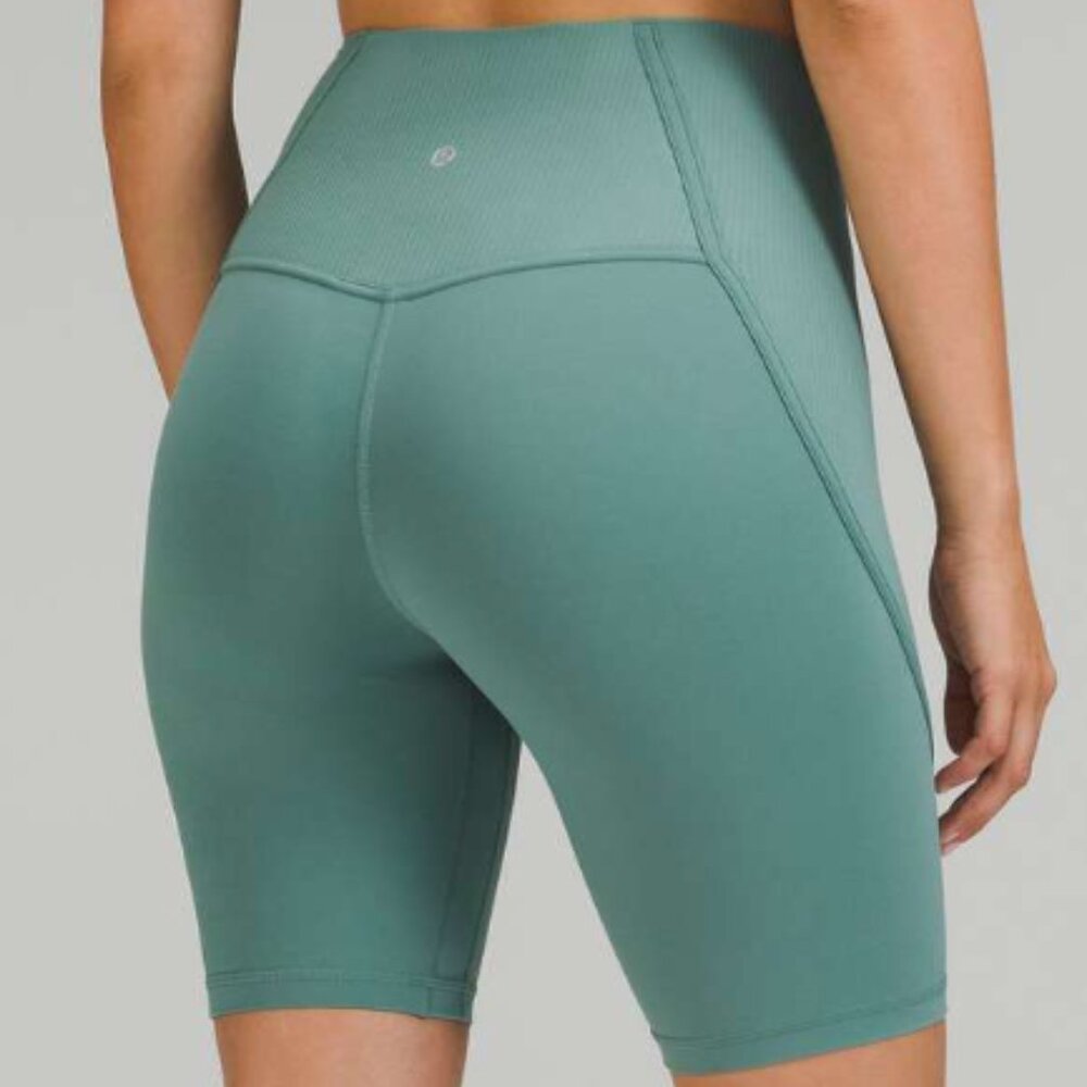 Lululemon Align Ribbed Panel High-Rise Short 8" Tidewater Teal Green Blue size 6
